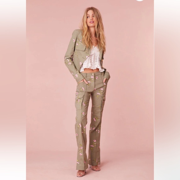 EUC LOVESHACKFANCY Atworth Pant in Olive Green - Picture 7 of 7